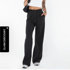 Princess Polly Black Wide-Leg Archer Pants